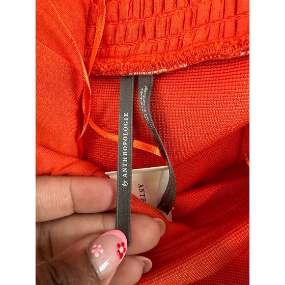 Anthropologie Dress Orange‎ Rich Girl Sleeveless Square Neck Slim Midi Medium - Picture 4 of 11